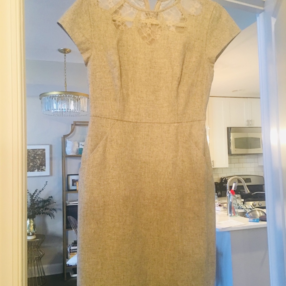 Light grey dress with lace detail and pockets - Picture 3 of 8